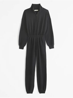 Abercrombie & Fitch Black Zip-Front Long-Sleeve Jumpsuit with Pockets New w Tags